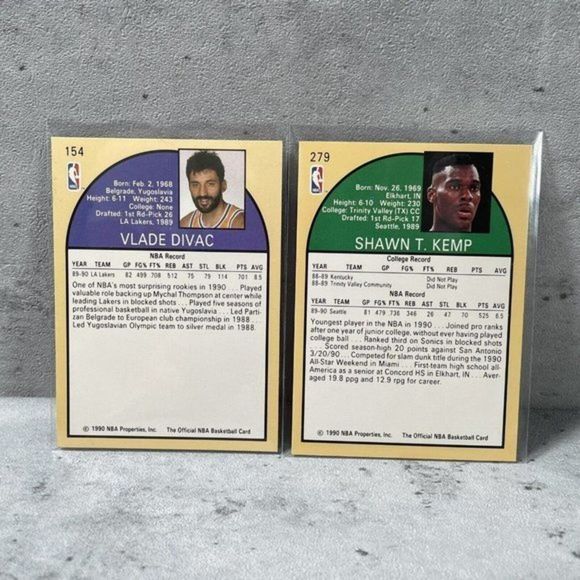 Vlade Divac Shawn Kemp‎ Rookie Card 1990-91 NBA Hoops #154 #179 RC Lot Of 2 - Picture 2 of 4